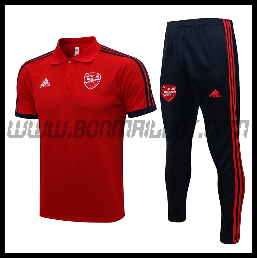 Ensemble Polo FC Arsenal + Pantalon Rouge/Noir 2021 2022