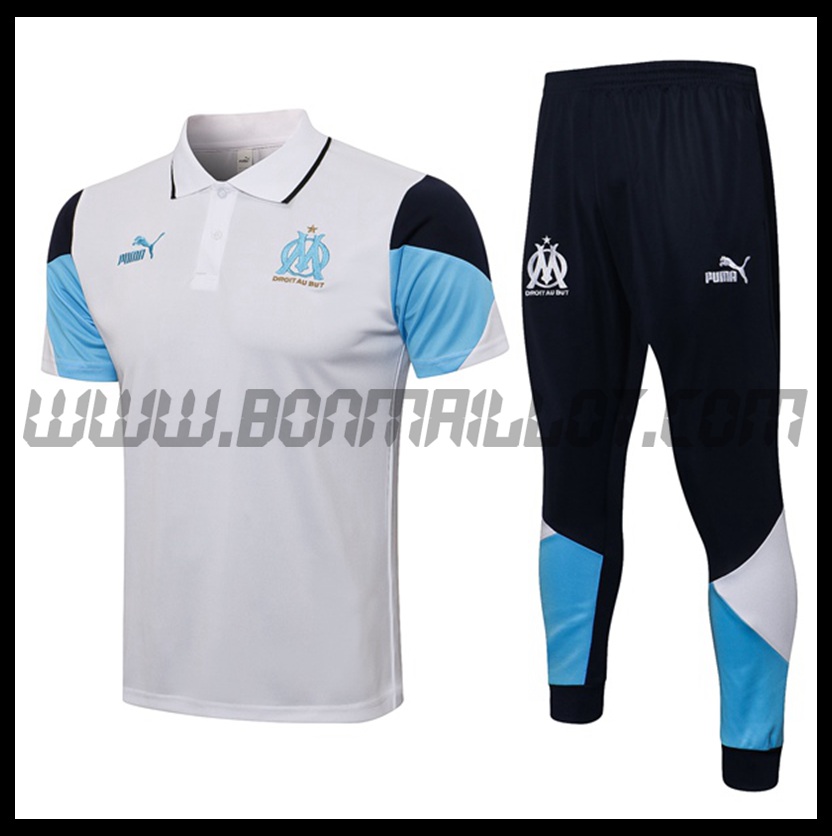 Ensemble Polo Marseille OM + Pantalon Blanc/Bleu 2021 2022