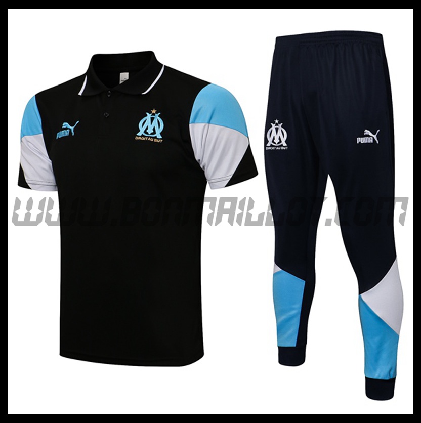 Ensemble Polo Marseille OM + Pantalon Noir/Bleu 2021 2022