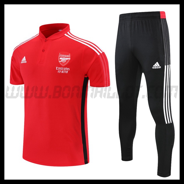 Ensemble Polo FC Arsenal + Pantalon Noir/Blanc/Rouge 2021 2022
