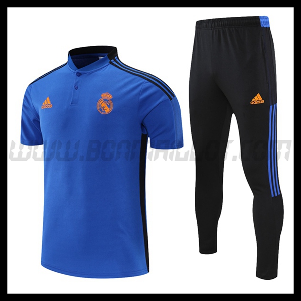 Ensemble Polo Real Madrid + Pantalon Noir/Bleu 2021 2022 -01