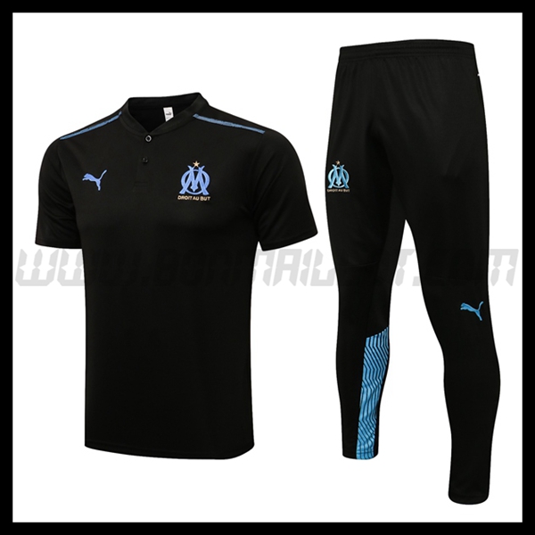 Ensemble Polo Marseille OM + Pantalon Noir/Bleu 2021 2022 -01