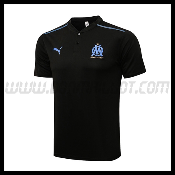 Polo Foot Marseille OM Noir/Bleu 2021 2022 -01