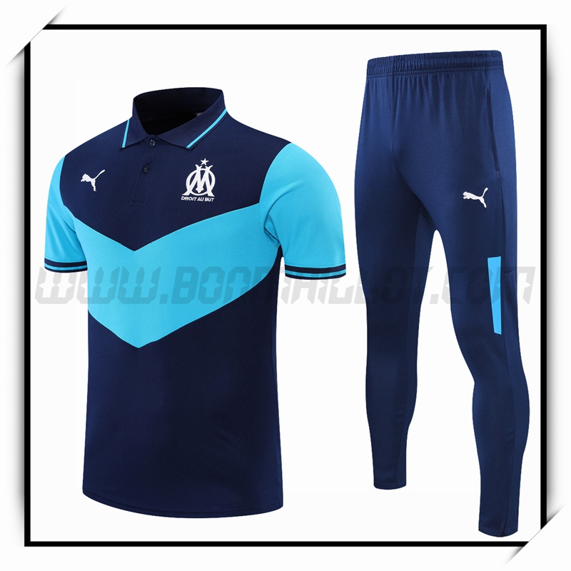 Ensemble Polo Marseille OM + Pantalon Bleu Marine/Bleu 2021 2022