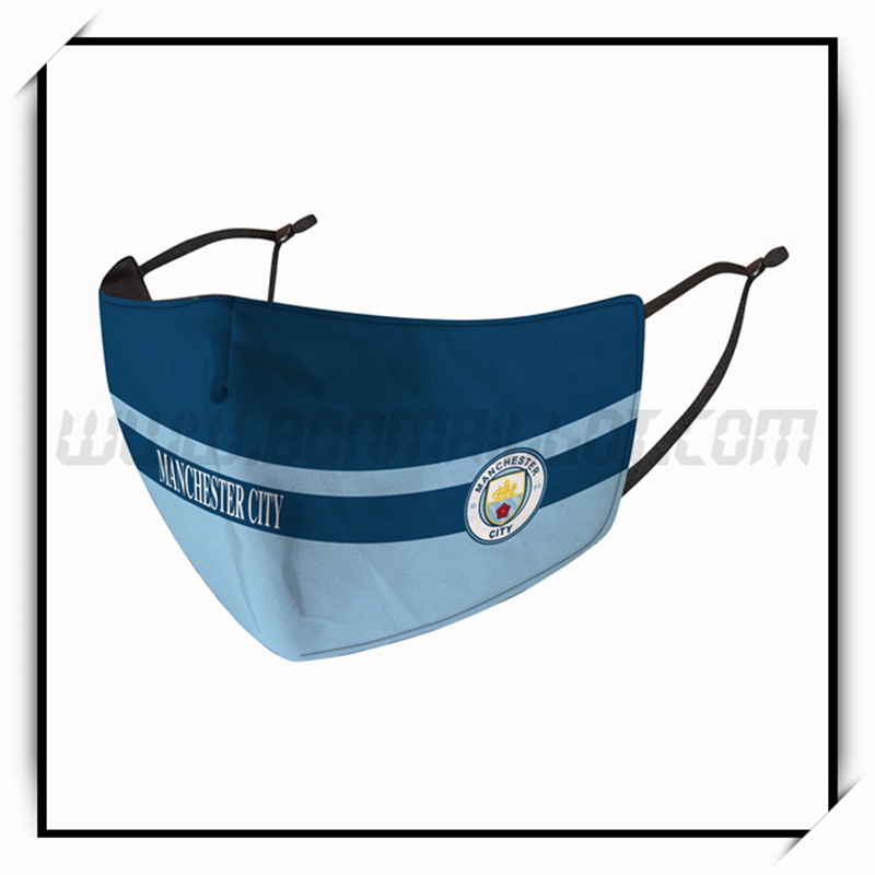 Nouveau Masques Foot Manchester City Bleu Marin Reutilisable