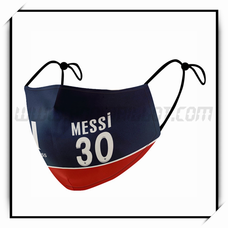 Nouveau Masques Foot PSG Messi 30 Bleu Marin Reutilisable