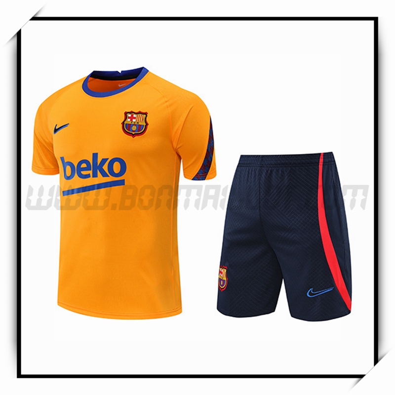Ensemble Training T-Shirts FC Barcelone + Shorts Jaune 2022 2023