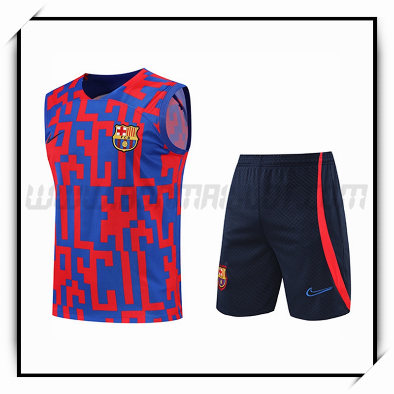 Ensemble Training Debardeur FC Barcelone + Shorts Rouge/Bleu 2022 2023