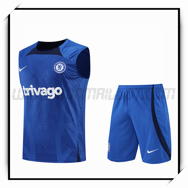 Ensemble Training Debardeur FC Chelsea + Shorts Bleu/Noir 2022 2023