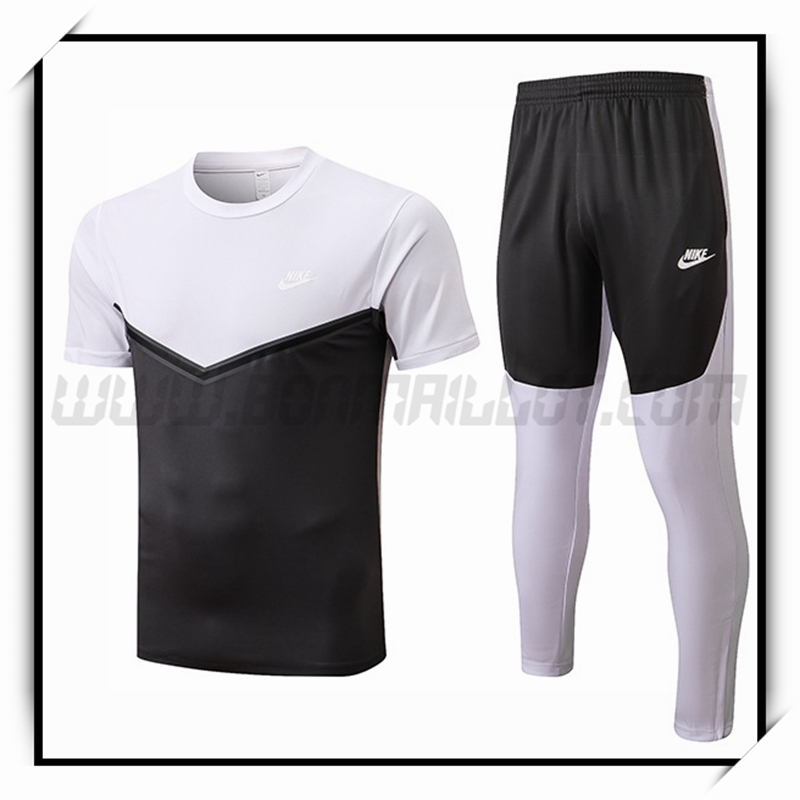 Ensemble Training T-Shirts Nike + Pantalon Blanc/Noir 2022 2023