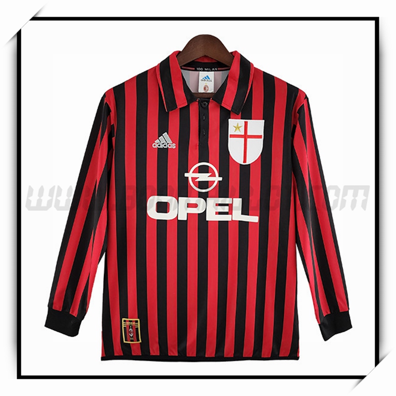 Maillot Foot Manches Longues Milan AC Retro Domicile 1999/2000
