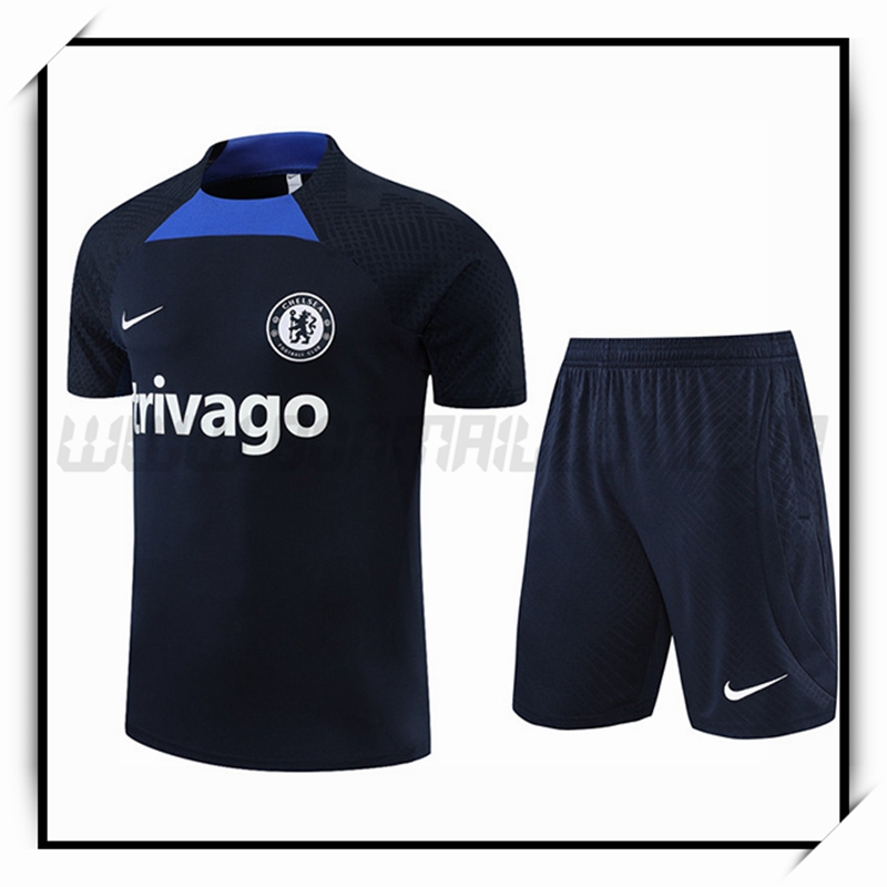 Ensemble Training Debardeur FC Chelsea + Shorts Bleu Marine 2022 2023