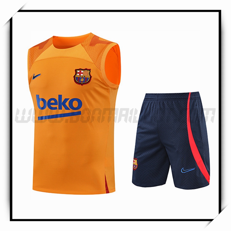 Ensemble Training Debardeur FC Barcelone + Shorts Jaune 2022 2023
