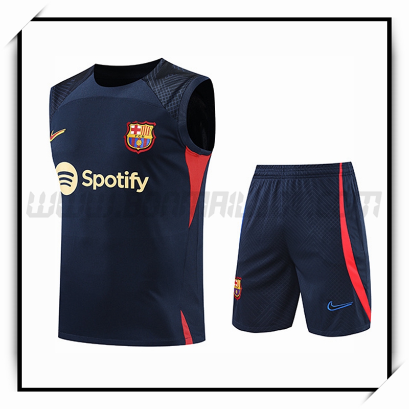 Ensemble Training Debardeur FC Barcelone + Shorts Bleu Marine 2022 2023