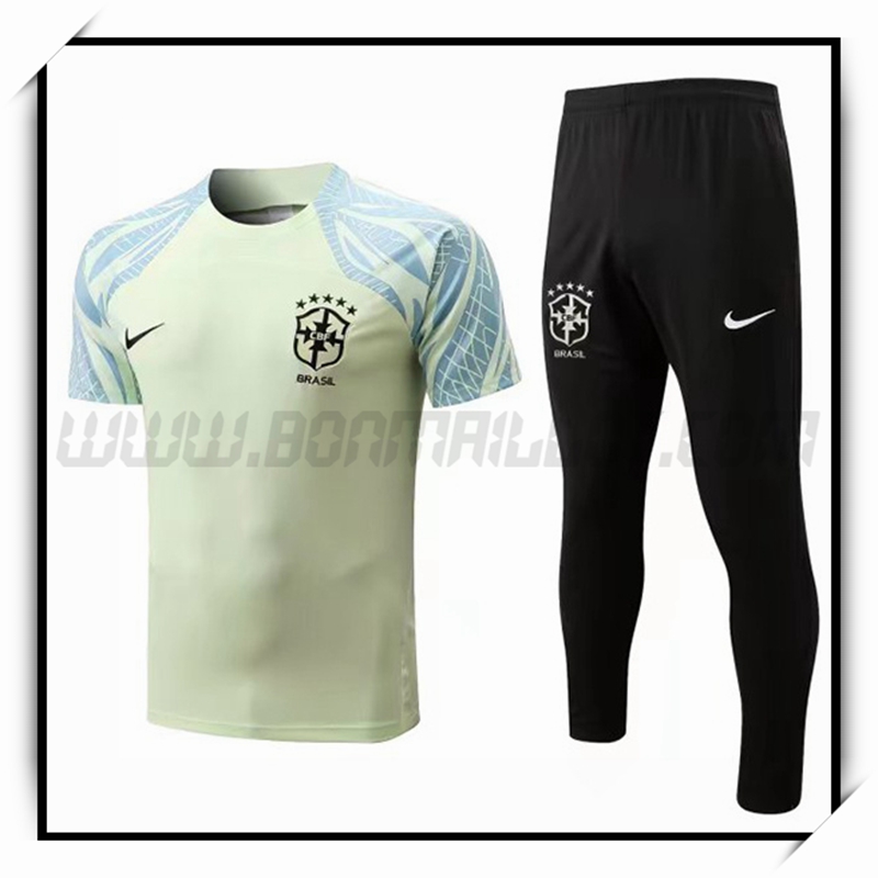 Ensemble Training T-Shirts Brésil + Pantalon Jaune 2022 2023