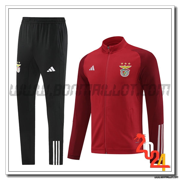 Ensemble Survetement Foot Veste Foot Benfica Rouge/Noir 2023 2024