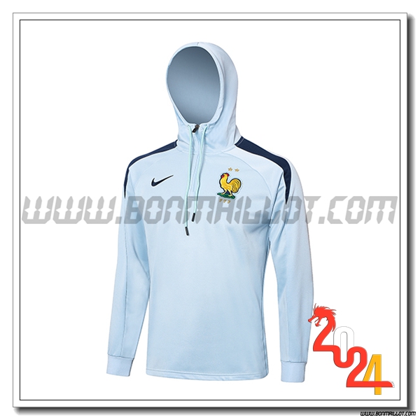 Veste A Capuche France Bleu Clair 2024 2025