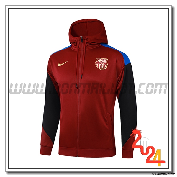 Veste A Capuche FC Barcelone Rouge/Noir 2024 2025