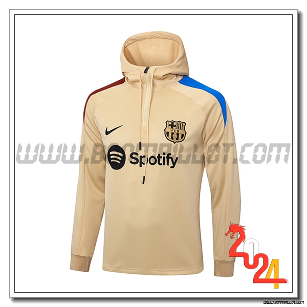 Veste A Capuche FC Barcelone Jaune 2024 2025