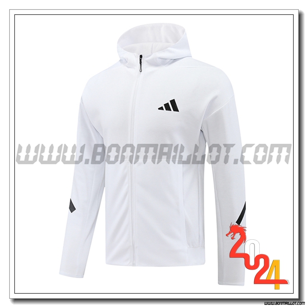 Veste A Capuche Adidas Blanc/Noir 2024 2025
