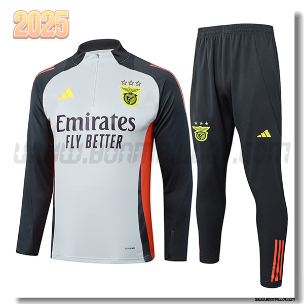 Ensemble Survetement de Benfica Gris/Noir/Orange 2025 2026